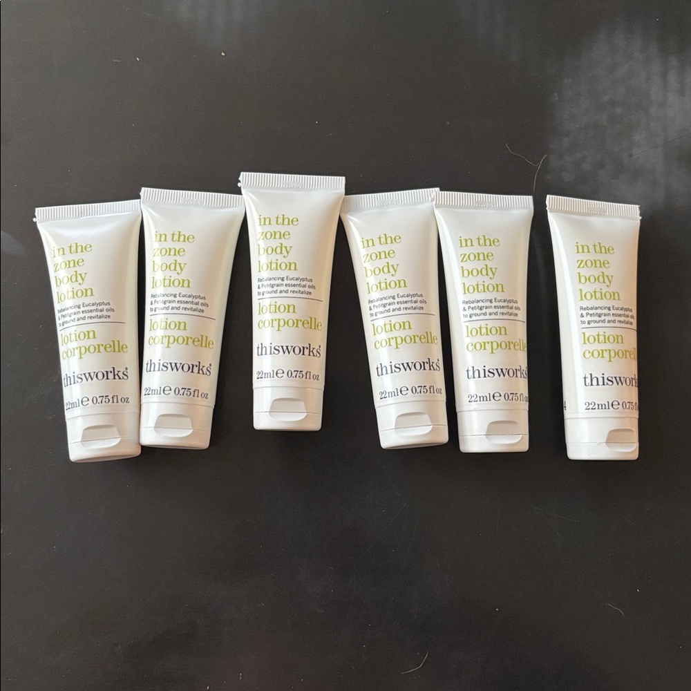 6x bottles New Unopened This Works In The Zone Body Lotion 22ml